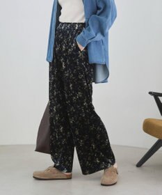 WEGO 【ANGIE VINTAGE】ベロア小花柄イージパンツ