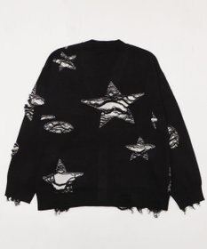 WEGO 【ユニセックス着用ITEM】ダメージジャガードカーディガン