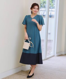 Tiaclasse 【洗える】 配色Aラインサックワンピース