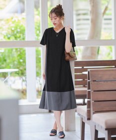 Tiaclasse 【洗える】 配色Aラインサックワンピース