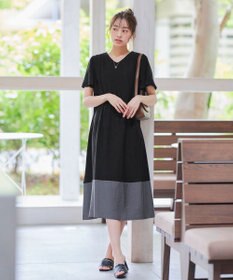 Tiaclasse 【洗える】 配色Aラインサックワンピース