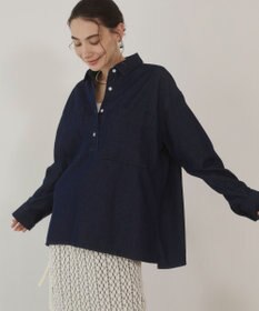 WEGO 【ANGIE VINTAGE】襟が選べる デニム プルオーバー シャツ（バンドカラー/レギュラー）