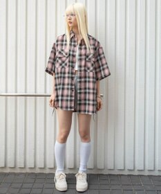 WEGO 【ユニセックス着用ITEM/SMLサイズ展開】オンブレチェックシャツ（SS）