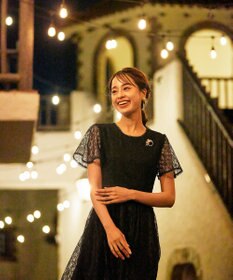 Tiaclasse L 【洗える】フレアスリーブ総レースワンピース