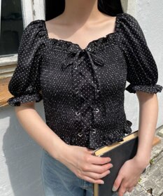 WEGO レースアップシャーリングブラウス