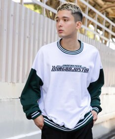 WEGO ヘビーウエイト刺繍バイカラープルオーバー