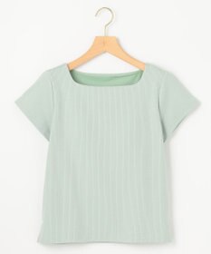 組曲 L 【WEB限定】ストライプジャガード カップ付きTシャツ