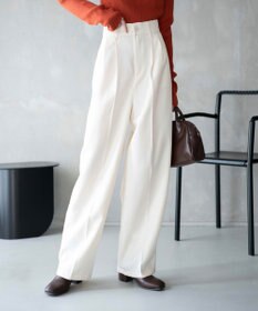 WEGO 【手洗い可】ハイウエストセンタープレスワイドパンツ