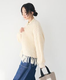 CRAFT STANDARD BOUTIQUE 洗える/フリンジニットカーディガン