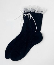 WEGO レース付きサテンリボンソックス