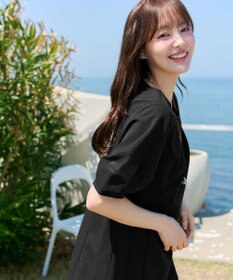 Tiaclasse シフォンランタンスリーブチュニック