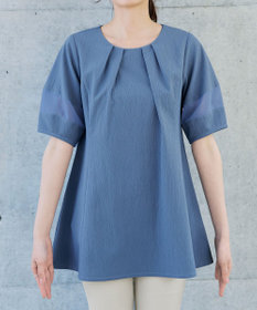 Tiaclasse シフォンランタンスリーブチュニック