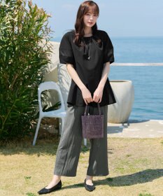 Tiaclasse シフォンランタンスリーブチュニック