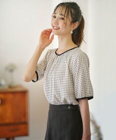 ANY SIS L 【洗える】 バイカラータック ブラウス