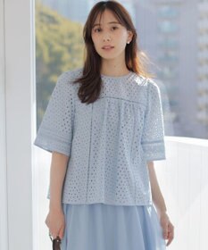 組曲 【先行予約】エンブロイダリーレース5分袖 ブラウス