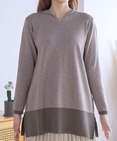 Tiaclasse メランジ配色フーディーニットチュニック
