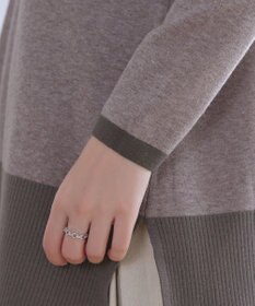 Tiaclasse メランジ配色フーディーニットチュニック