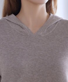 Tiaclasse メランジ配色フーディーニットチュニック