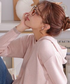 Tiaclasse メランジ配色フーディーニットチュニック