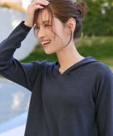 Tiaclasse メランジ配色フーディーニットチュニック