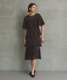 GRACE CONTINENTAL シフォンケープドレス