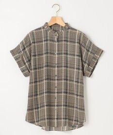 組曲 【洗える】シアーチェック 半袖ブラウス