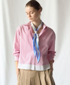 23区 【先行予約】CANCLINI レギュラーカラー ストライプ クロップドシャツ
