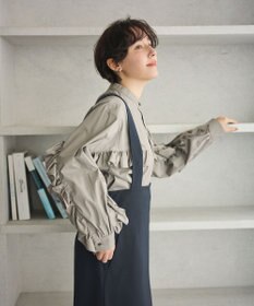 #Newans 【シワになりにくい/洗濯機可能】ラウンドフリルバンドカラーシャツ