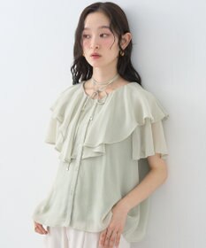 earth music&ecology チョーカー付き楊柳ラッフルブラウス
