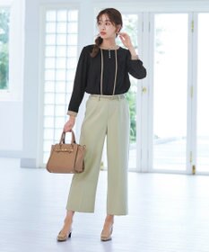 Tiaclasse L 【洗える】ピンタック配色ブラウス