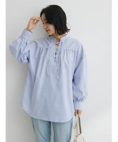 Green Parks ストライプレースアップシャツ