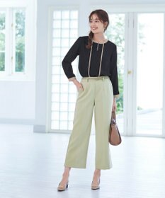 Tiaclasse L 【洗える】ピンタック配色ブラウス