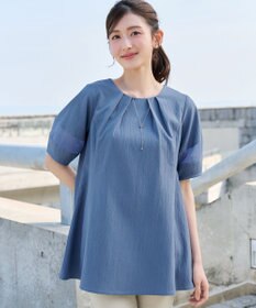 Tiaclasse シフォンランタンスリーブチュニック