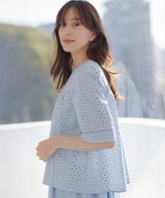 組曲 【先行予約】エンブロイダリーレース5分袖 ブラウス