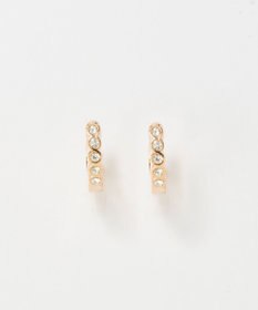 Phoebe 【金属アレルギー対応】【痛くないシリーズ】プチベゼルストーンフープライトフィットイヤリング　シャンパンゴールド