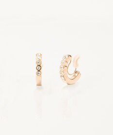 Phoebe 【金属アレルギー対応】【痛くないシリーズ】プチベゼルストーンフープライトフィットイヤリング　シャンパンゴールド