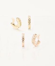 Phoebe 【金属アレルギー対応】【痛くないシリーズ】プチベゼルストーンフープライトフィットイヤリング　シャンパンゴールド