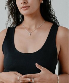 yoaa シルバー925 ハートピンクアコヤパールネックレス