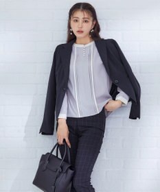 Tiaclasse 【洗える】ピンタック配色ブラウス