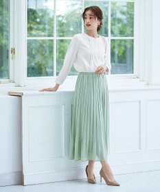 Tiaclasse L 【洗える】ピンタック配色ブラウス