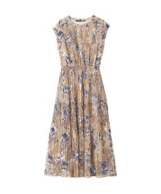 YECCA VECCA フラワー柄シアープリーツワンピース