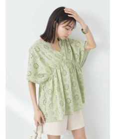 earth music&ecology コットンレースＶネックブラウス