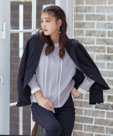 Tiaclasse L 【洗える】ピンタック配色ブラウス