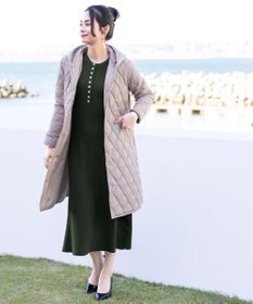 Tiaclasse 【洗える】パフ袖が大人可愛い袖コンビニットワンピース