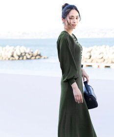 Tiaclasse 【洗える】パフ袖が大人可愛い袖コンビニットワンピース