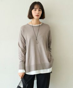 UNFILO マイビューティニット ワイドクルーネック モカ