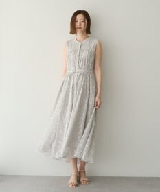 YECCA VECCA シアードット柄ギャザーワンピース