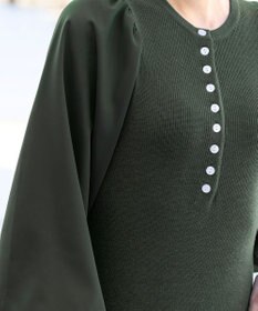 Tiaclasse 【洗える】パフ袖が大人可愛い袖コンビニットワンピース