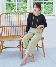 Tiaclasse L 【洗える】ピンタック配色ブラウス