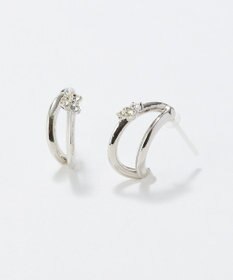 Phoebe 〈アレルギー対応〉シャイニーダブルフープセラミックピアス　シルバー